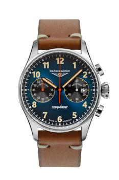 Bauhaus Aviation Herrenuhr Quarz Chronograph mit Lederarmband